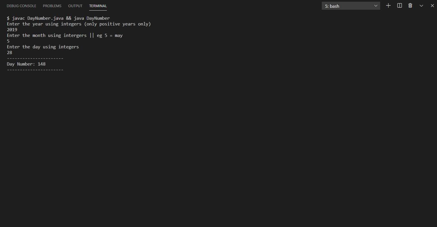 day number calculator